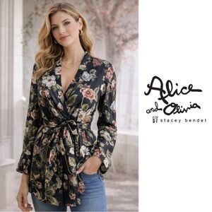 NEW Alice Olivia Hazy Floral Tie Sheer Kimono Blouse